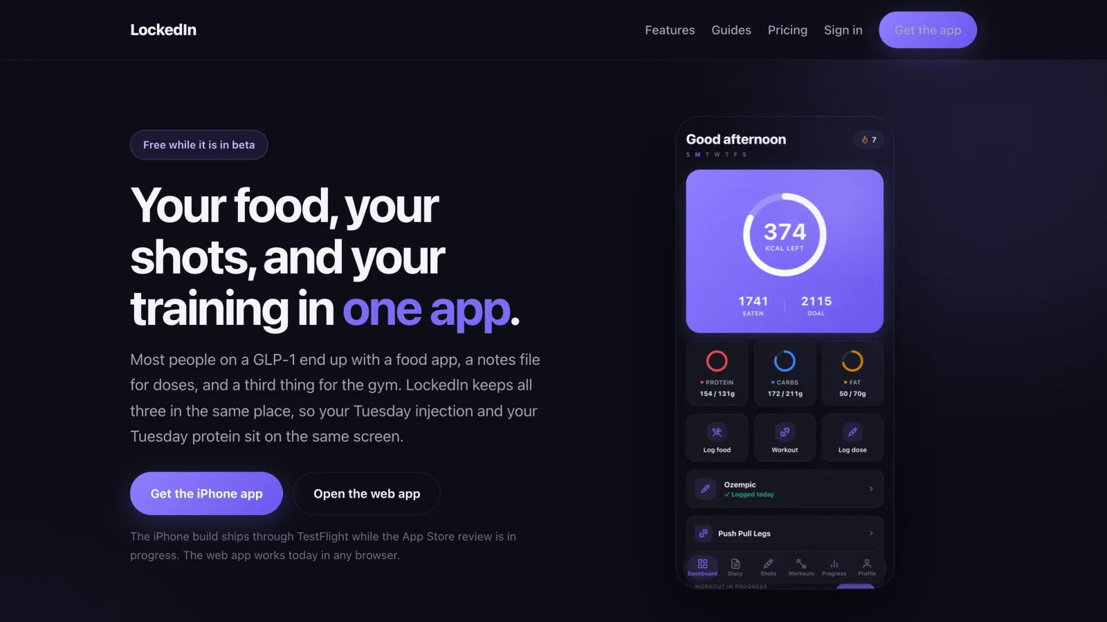 LockedIn landing page