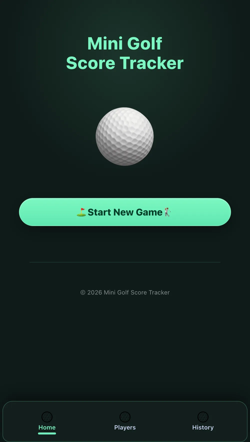 Mini Golf web app