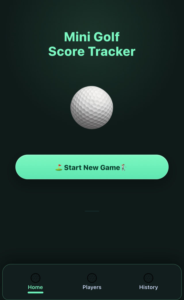 Mini Golf Score Tracker scorecard